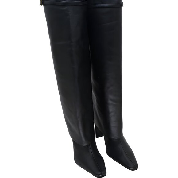 Staud Women's Black Foldover High Heel Boots EU 39.5 - Fast Shipping